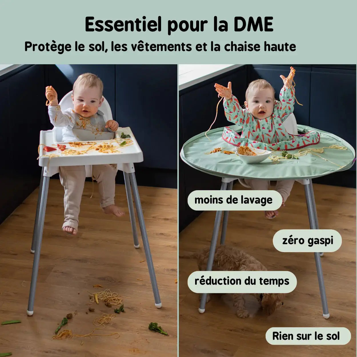 Kit Plateau et Bavoir Vert Sauge