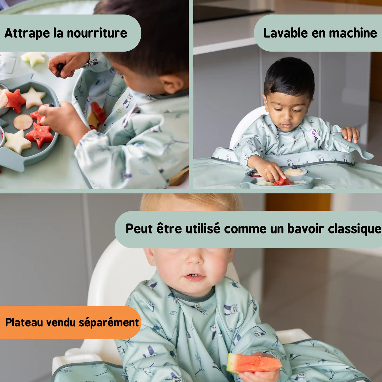 Bavoir scratch pour Kit Plateau Chouettes