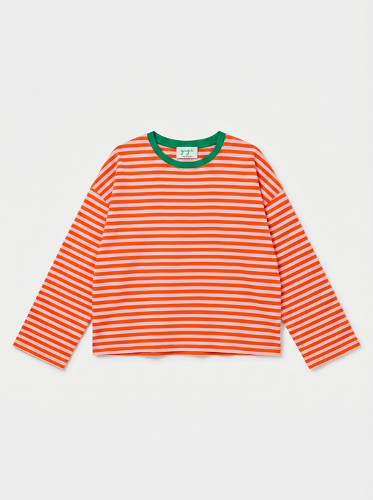 T-Shirt manches longues rayures Orange