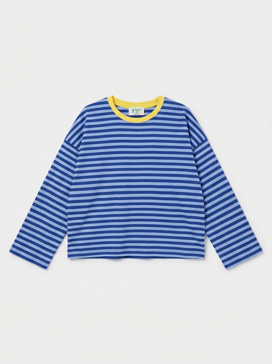T-Shirt manches longues rayures Bleu royal