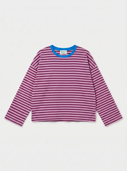 T-Shirt manches longues rayures Aubergine