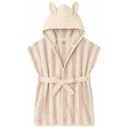 Peignoir lapin en bambou et gaze de coton rayée galet