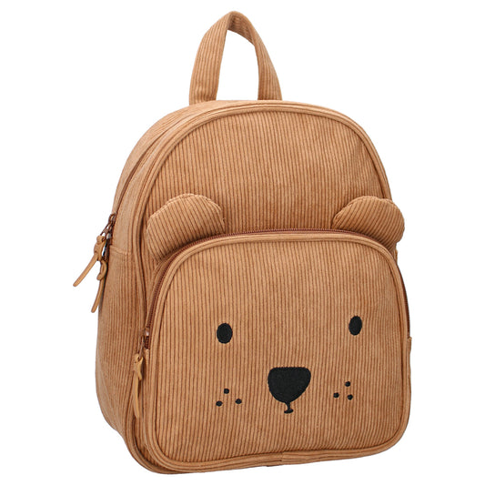 Sac à dos enfant ourson côtelé beige