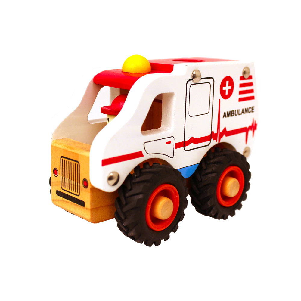 Ambulance en bois blanc