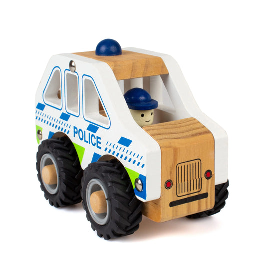 Voiture de police en bois blanc