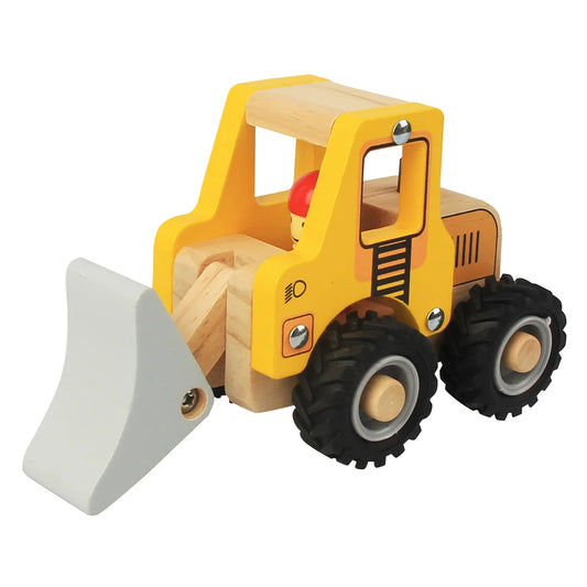 Camion bulldozer en bois jaune
