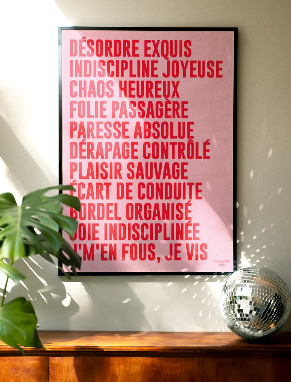 Mantra #3 Désordre exquis Rose et Rouge 50x70 cm