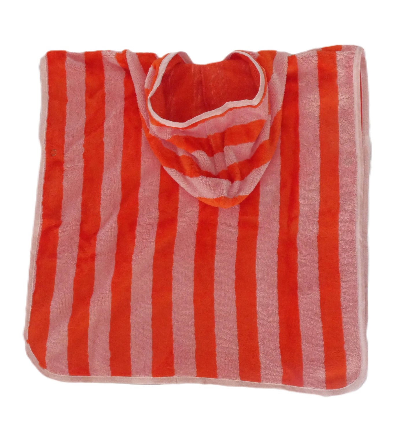 PONCHO EPONGE RAYÉ ROSE/ROUGE 2-4ANS