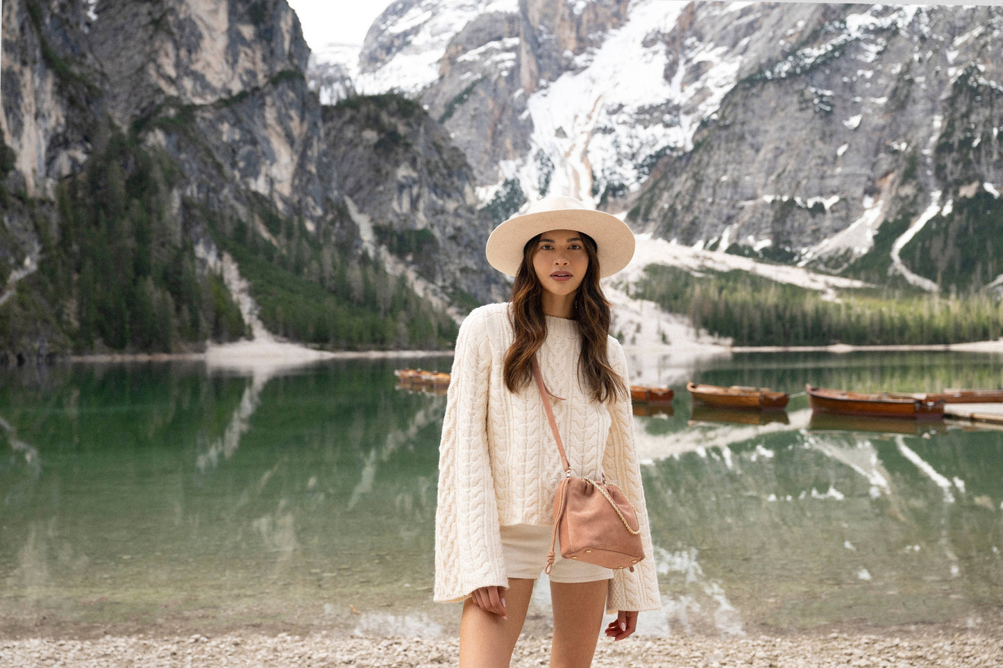 SAC CUIR SUEDE TESSA ROSE BONBON