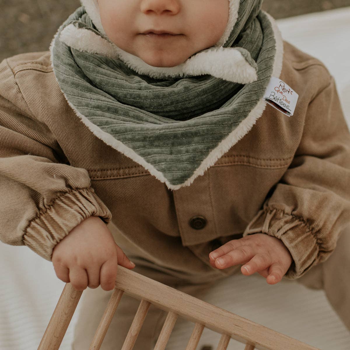 Cache-cou velours kaki