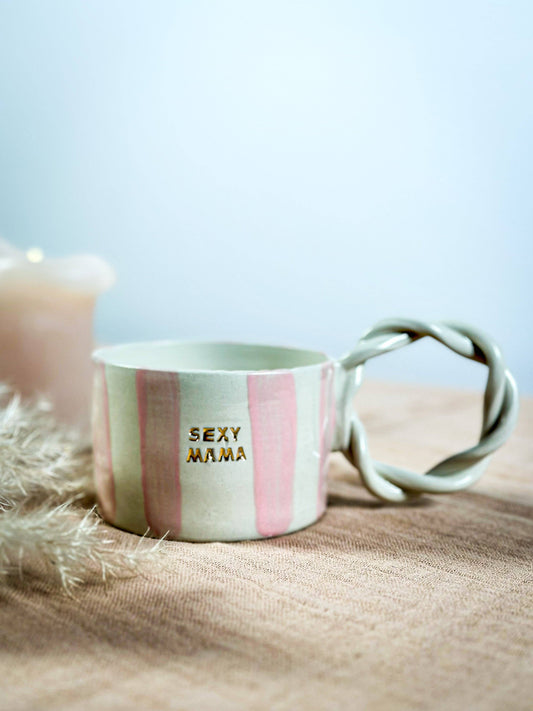 MUG SEXY MAMA rayée rose ( Edition limitée )