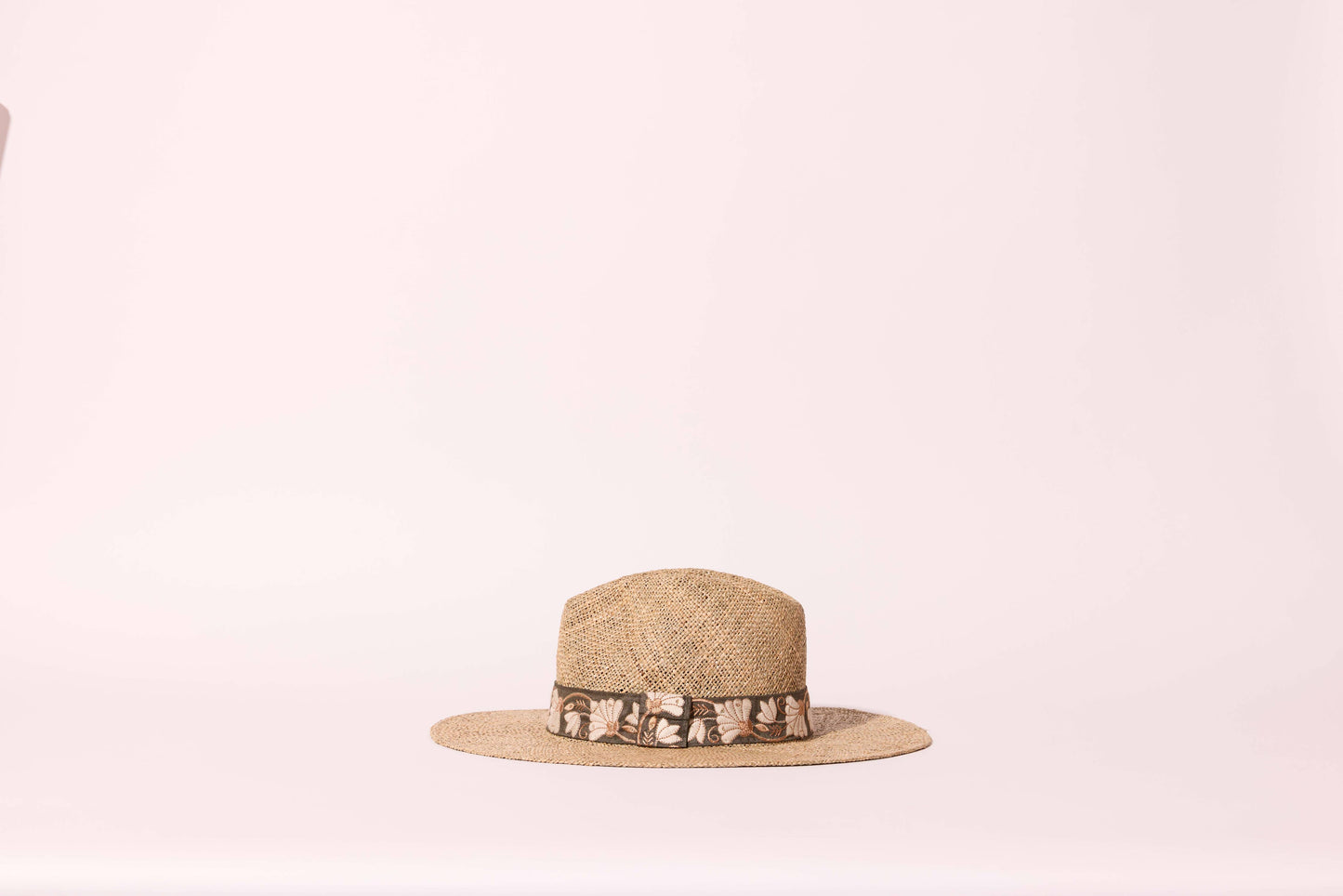 CHAPEAU PAILLE BRODÉ OLIVE BORDS LARGES SOMBRERO