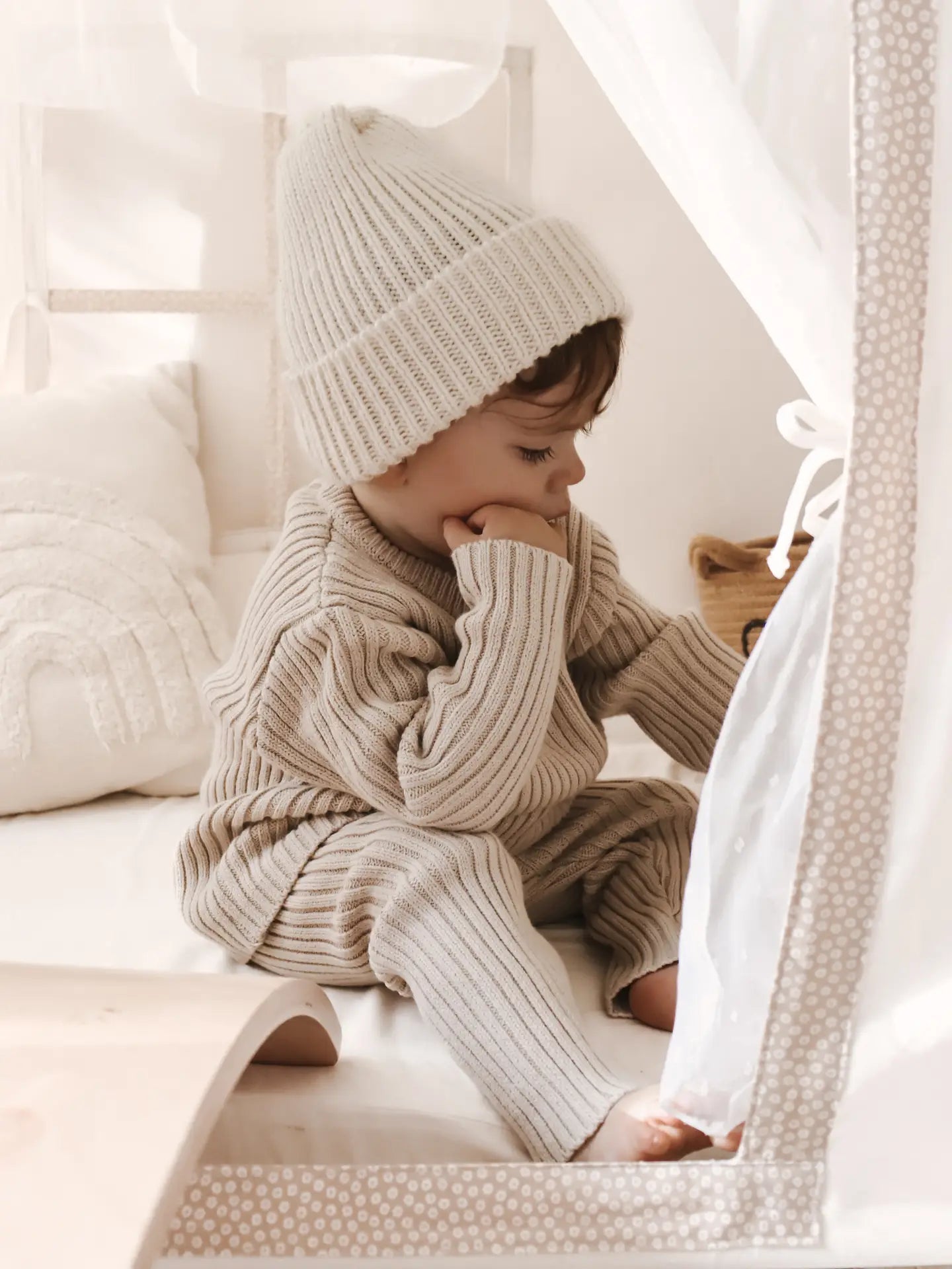 Legging côtelé épais Beige