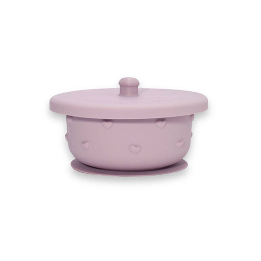 Bol en silicone Ina avec ventouse et couvercle hermétique Rose