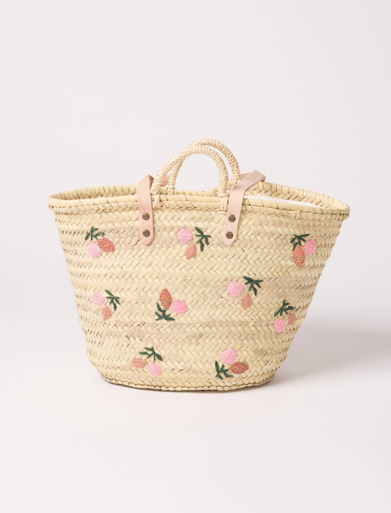 PANIER BRODÉ POMELO ROSE