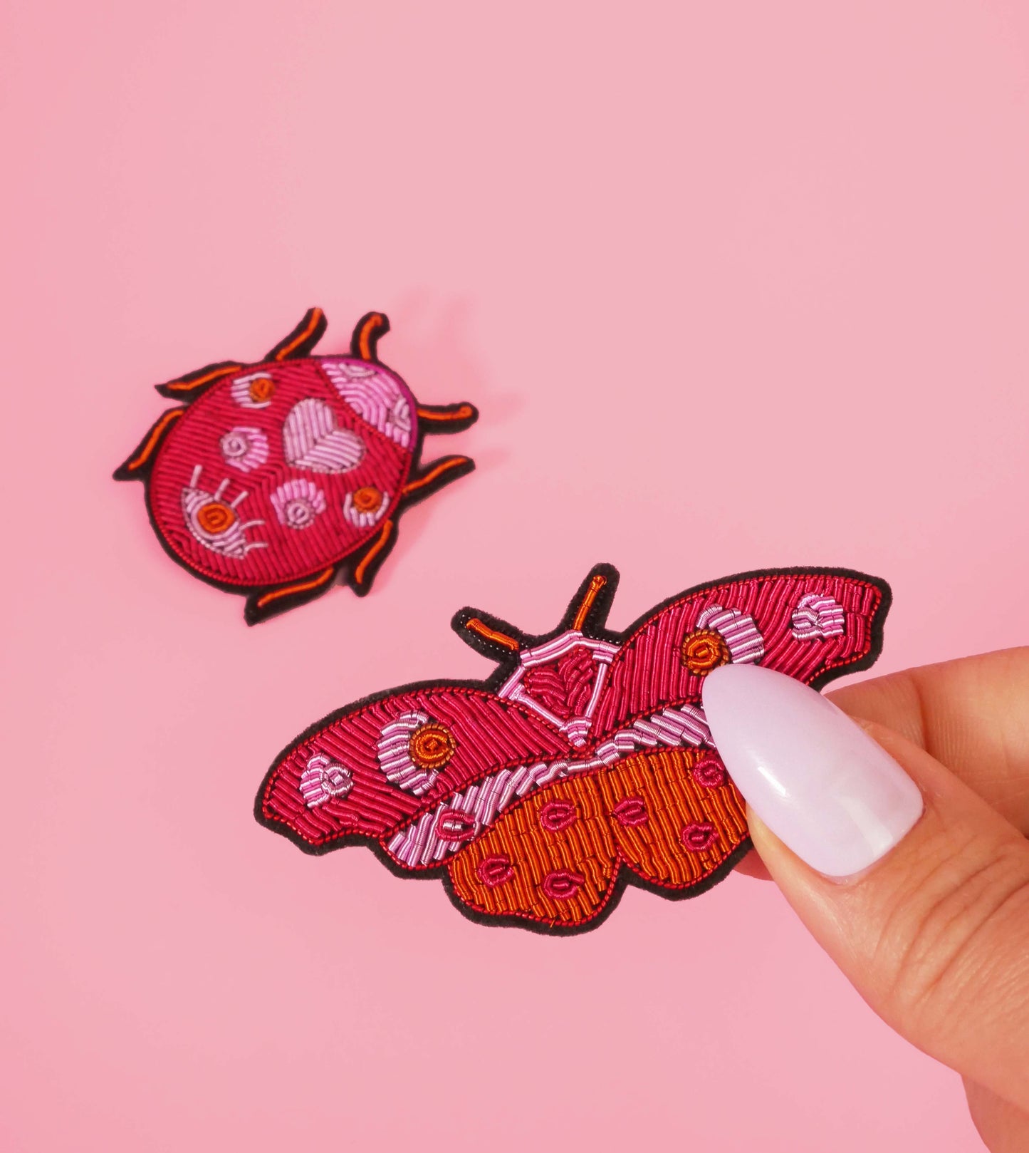 Broche Papillon Amour - Broderie Fait Main Cannetille