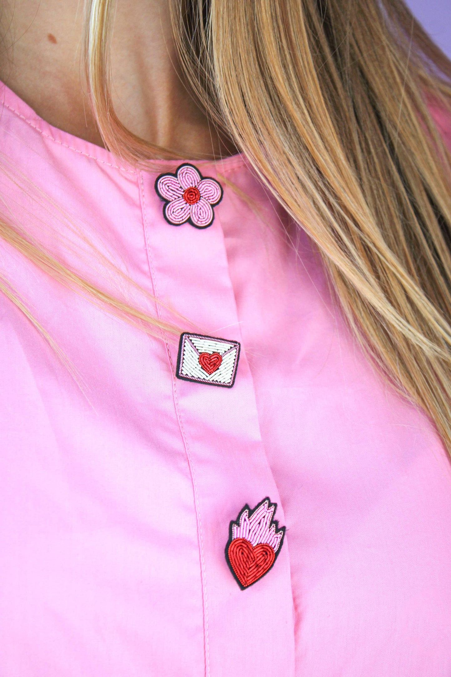 Broche Mini Coeur Enflammé Saint Valentin, Fait Main