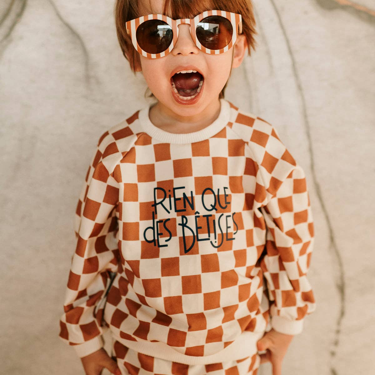 Sweat-shirt damier camel