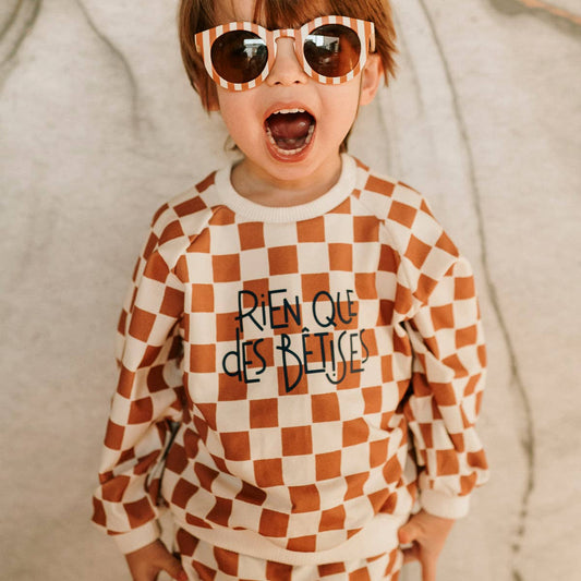 Sweat-shirt damier camel