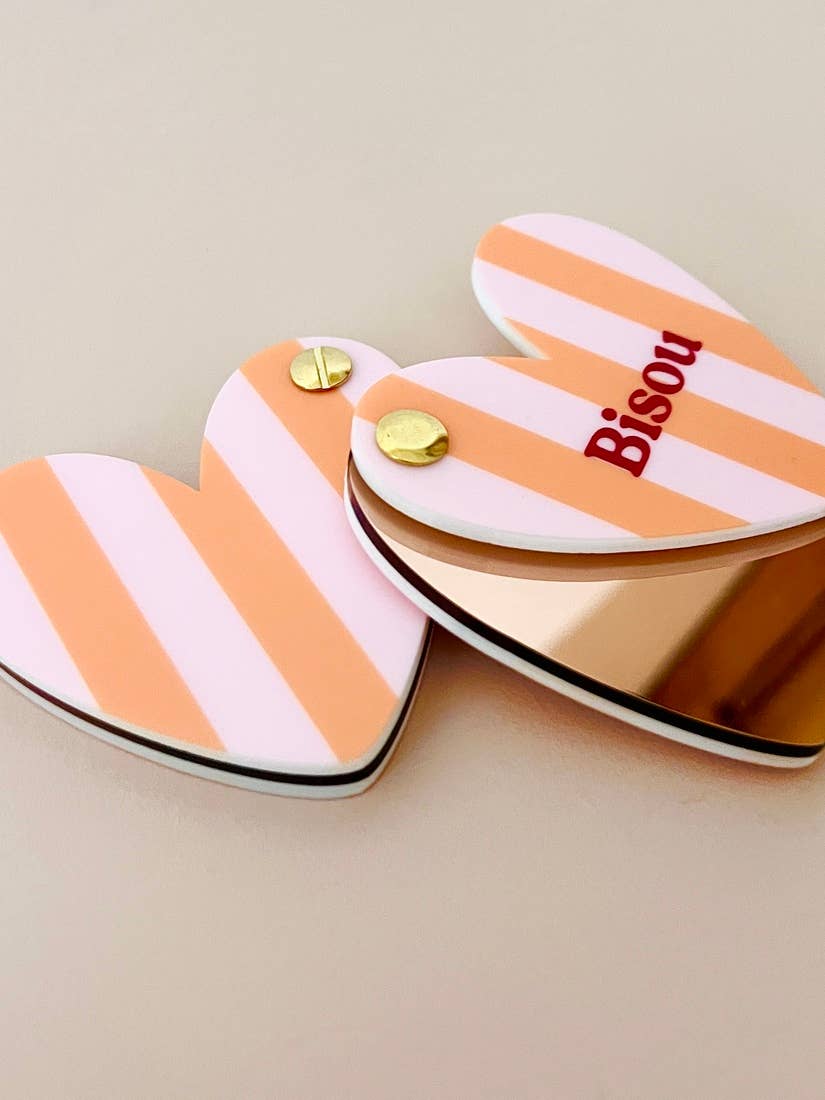 Miroir de poche coeur Bisou