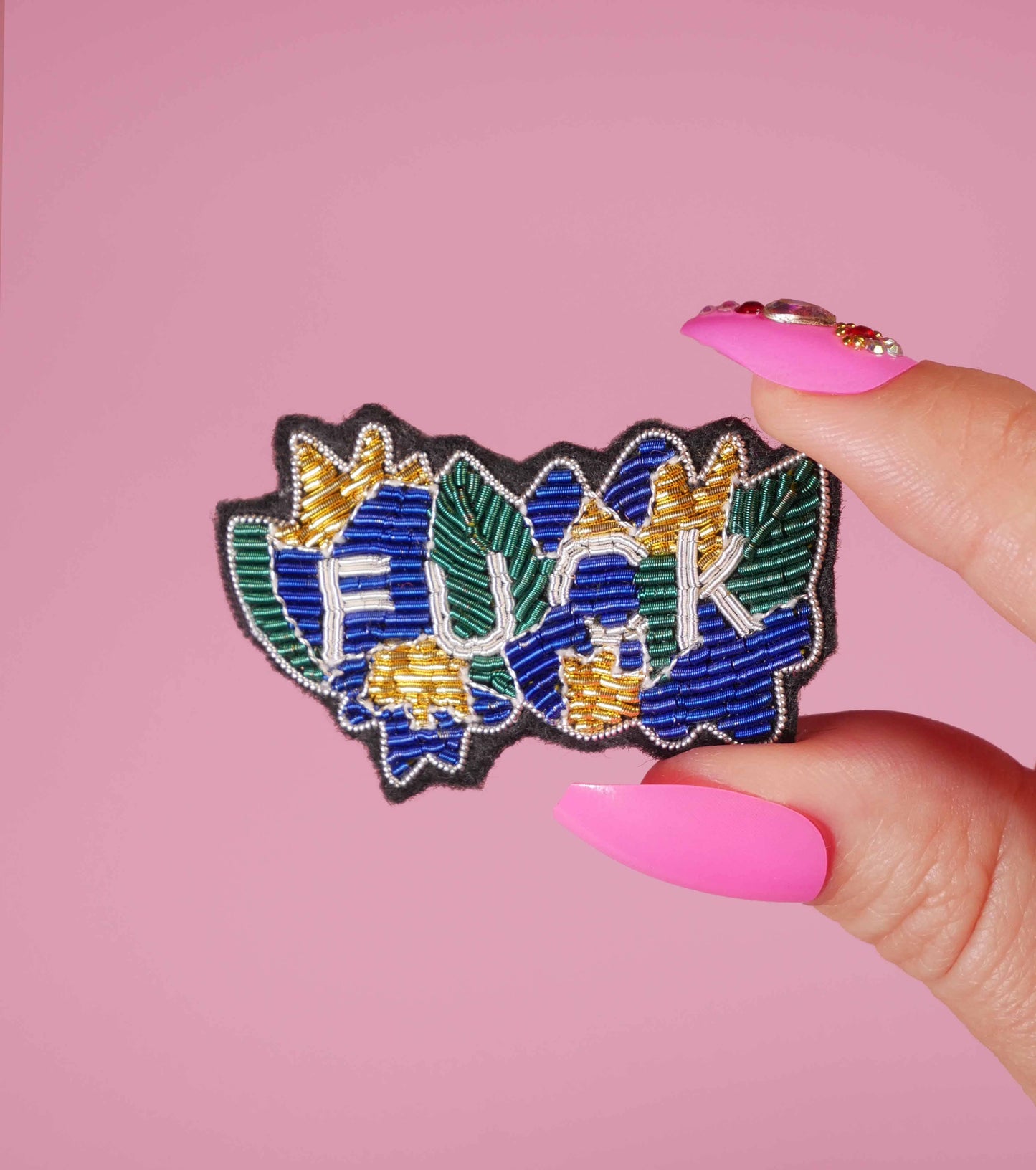 Broche Fuck - Broderie Fait Main Cannetille