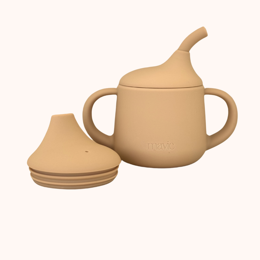 Gobelet en silicone avec poignées beige