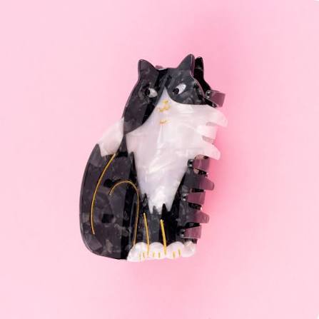 Pince à cheveux Chat Noir et Blanc