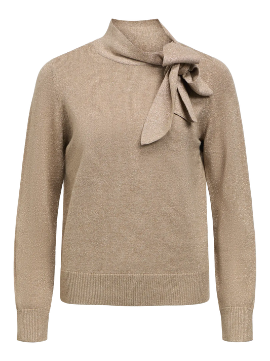 Pull col roulé Thess Taupe à paillettes