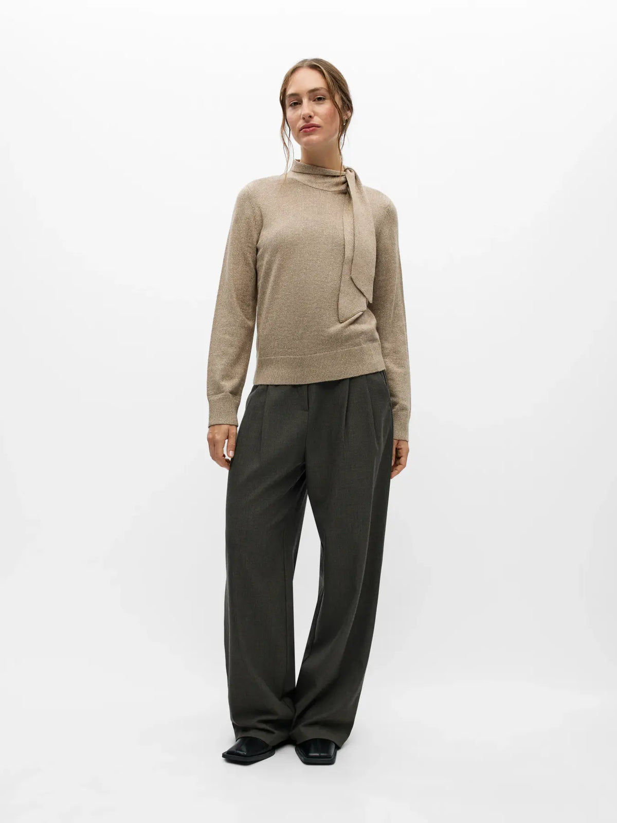 Pull col roulé Thess Taupe à paillettes