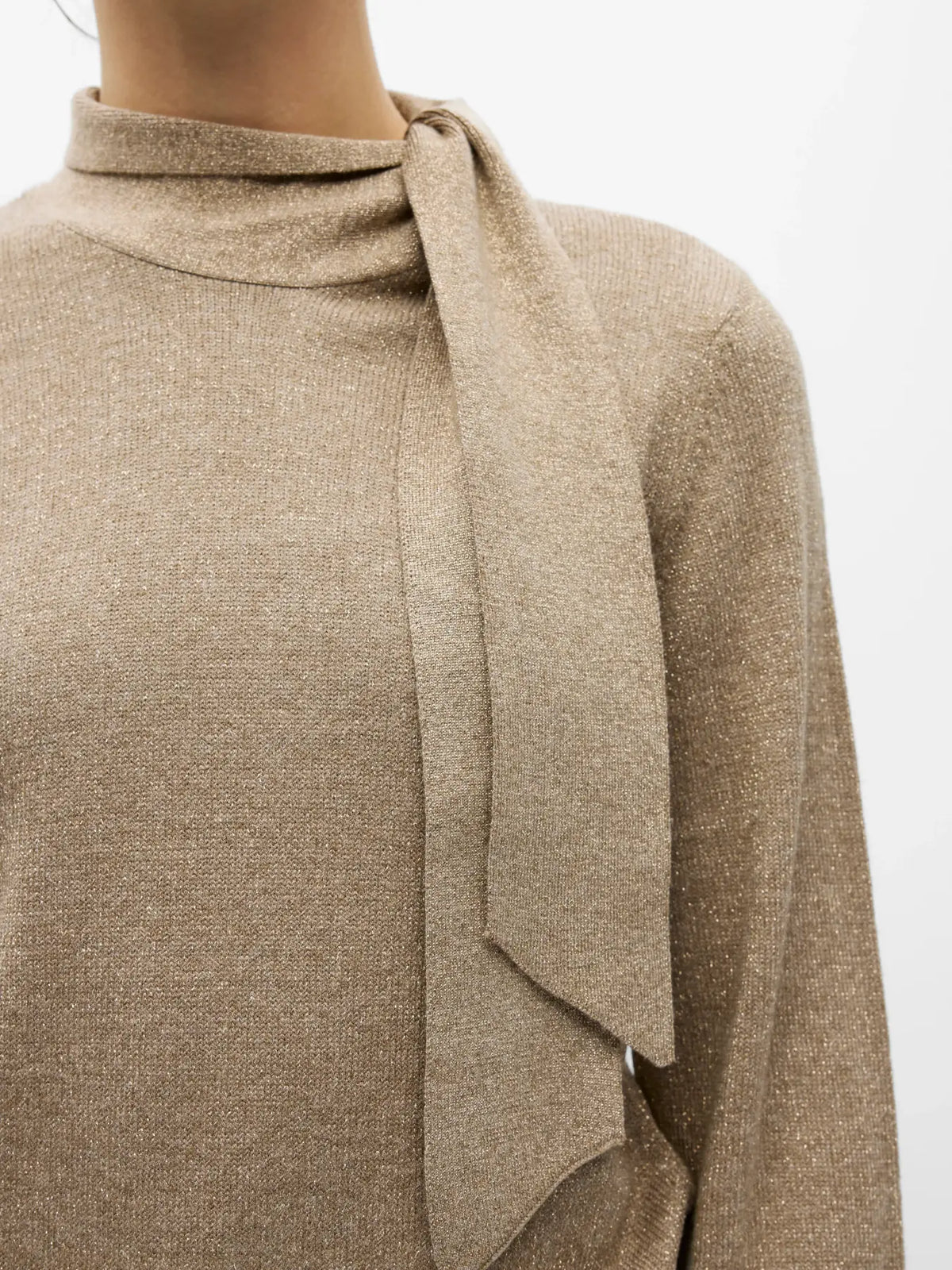 Pull col roulé Thess Taupe à paillettes