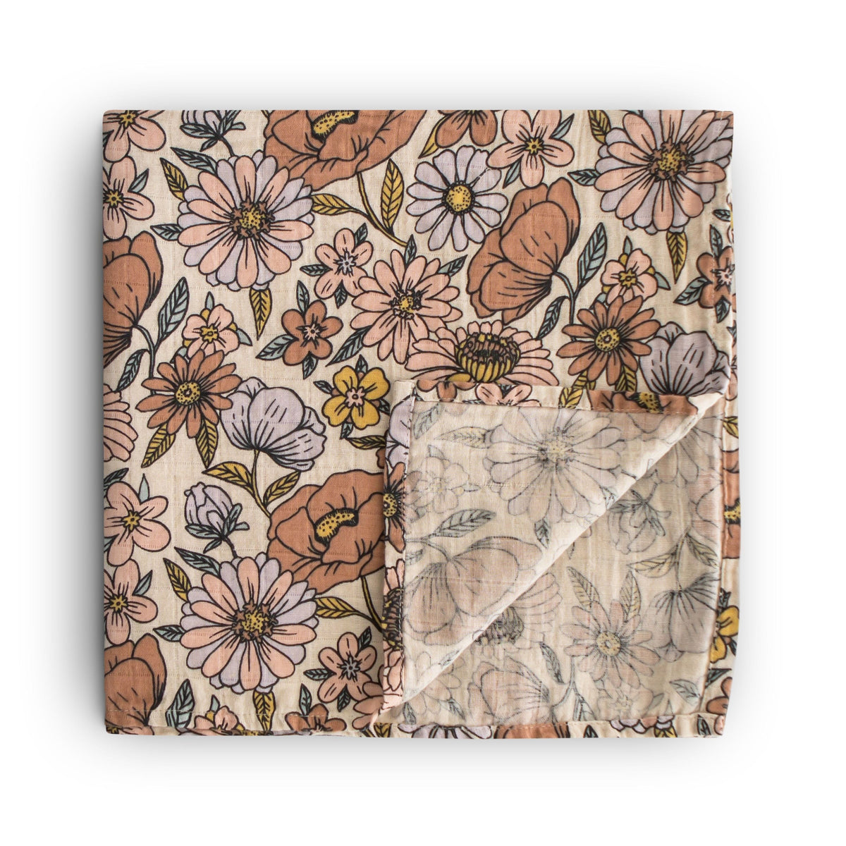 Grand lange BIO Retro Flowers 120x120cm