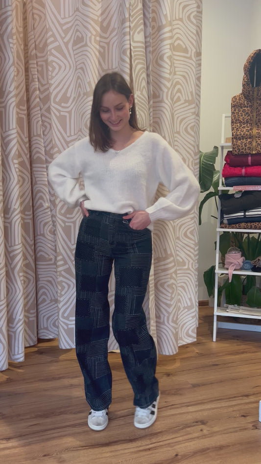 Jeans effet patchwork OBJMOJI