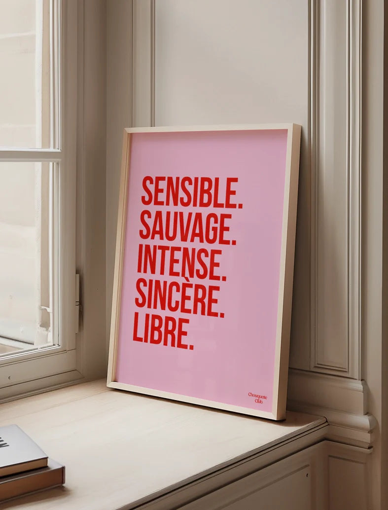 Sensible sauvage Rose et Rouge A3