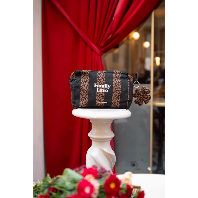 Trousse de toilette coton - Rayures Léopard Noir - Family Love