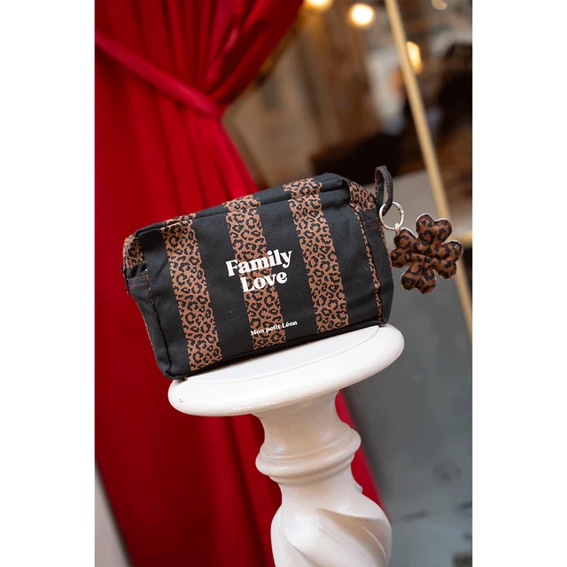 Trousse de toilette coton - Rayures Léopard Noir - Family Love