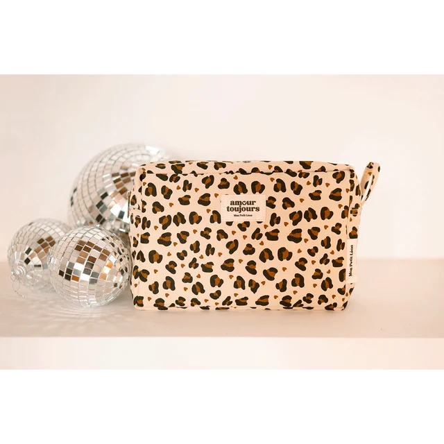 Trousse de toilette coton - Léopard coeur, Amour toujours
