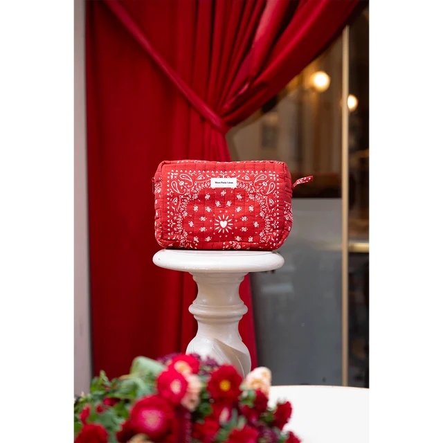 Trousse de toilette coton matelassé - Bandana Cherry