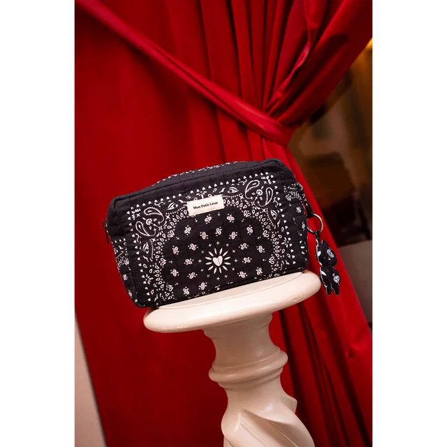 Trousse de toilette coton matelassé - Bandana Noir